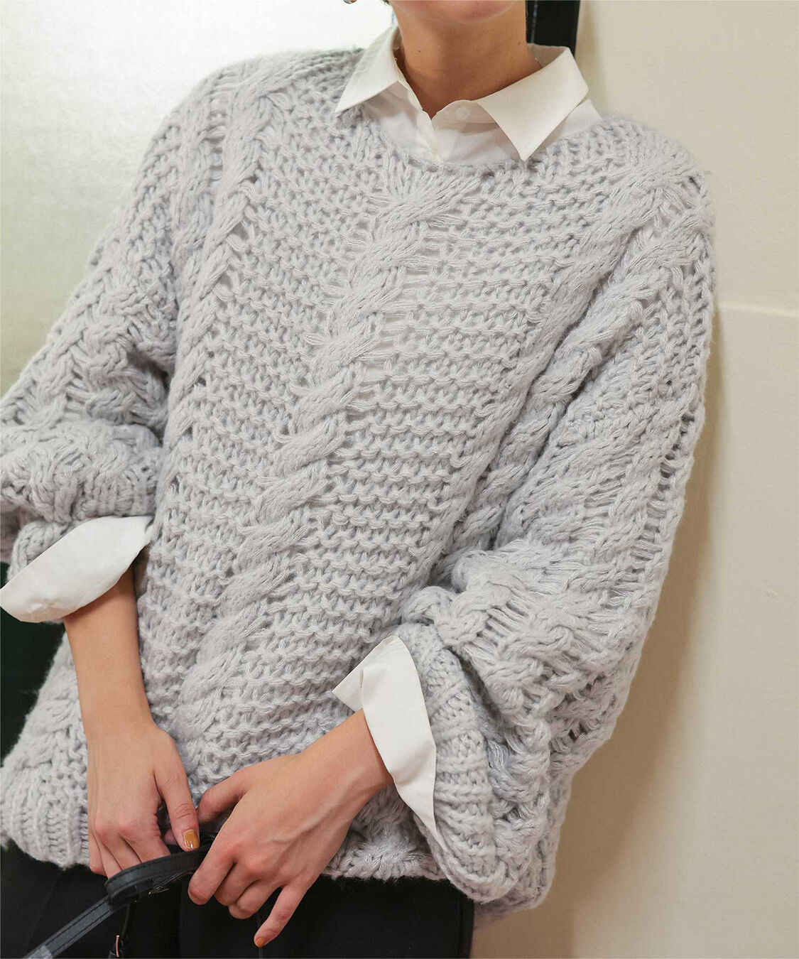 titivate「ハンドライクボートネックケーブルニット」|ニット・セーター|