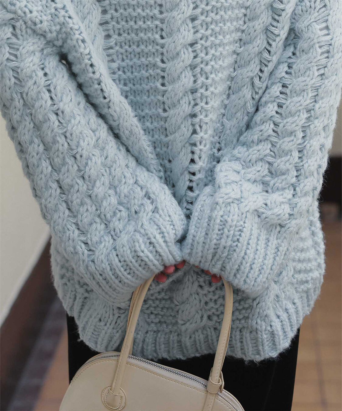 titivate「ハンドライクボートネックケーブルニット」|ニット・セーター|