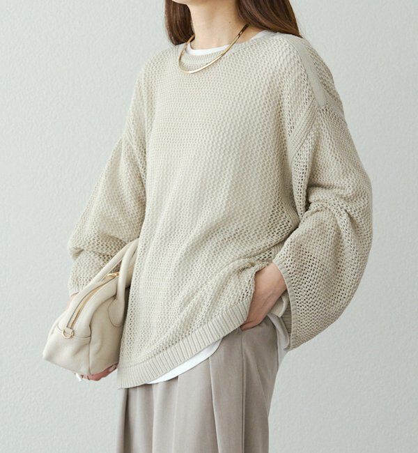  「ワイドスリーブメッシュニット」|ニット・セーター|