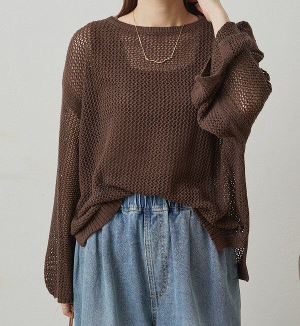  「ワイドスリーブメッシュニット」|ニット・セーター|