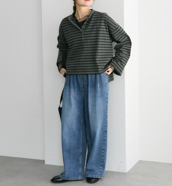  「ピグメントボーダーヘンリーネックカットソー」|Tシャツ・カットソー|