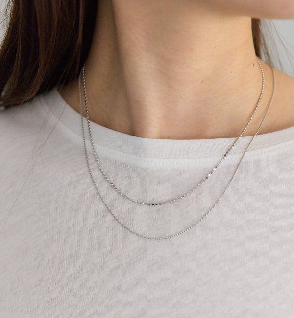  「ボックスチェーン2連レイヤードネックレス」|ネックレス|シルバー