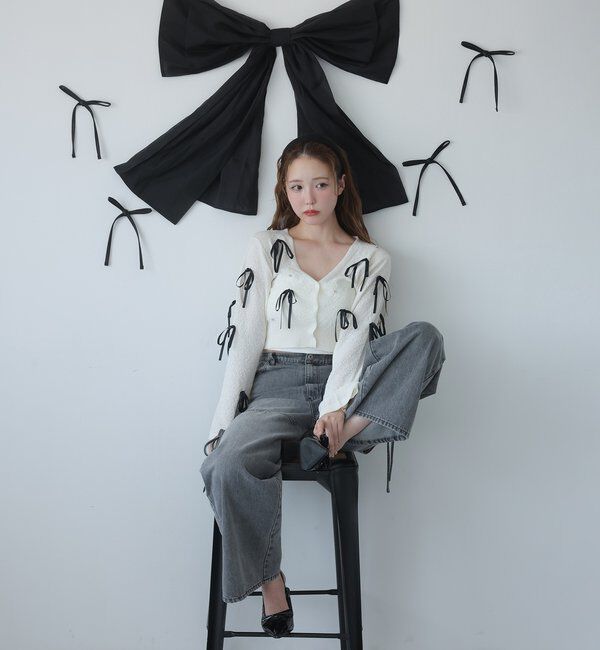  「リボンいっぱいカーディガン」|ニット・セーター|