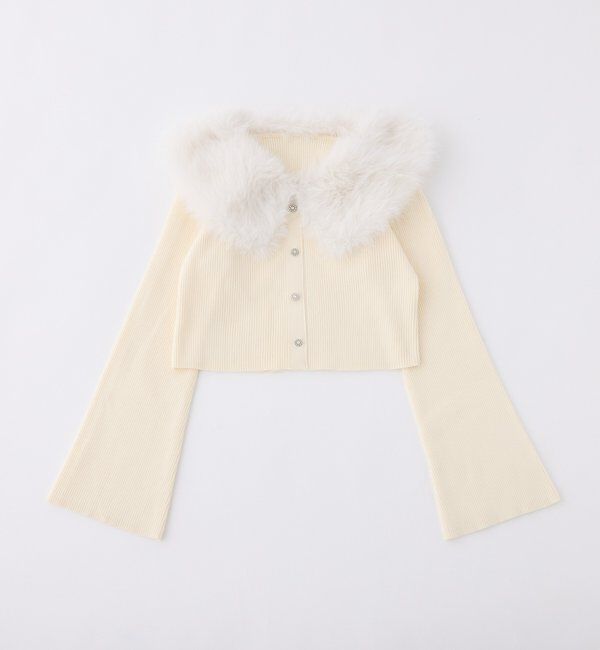  「衿ファーキラキラ釦ニット」|ニット・セーター|