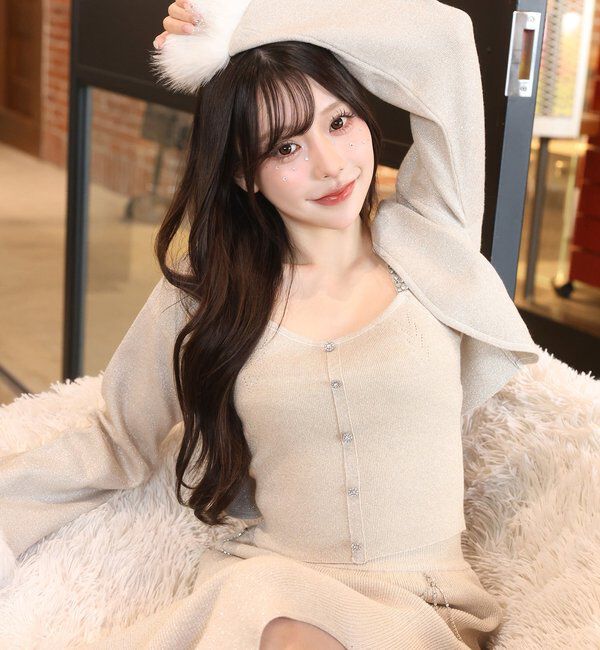  「【Twinkle Collection】袖ファーボレロ+キラキラビスチェSET」|ニット・セーター|