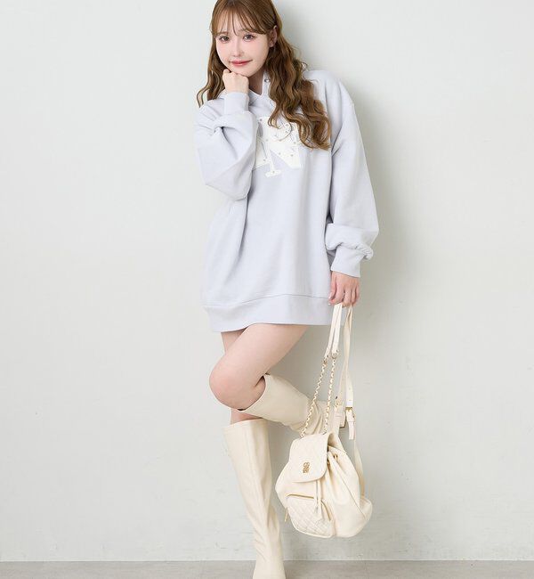  「キルティングロゴゆるパーカー」|プルオーバー|