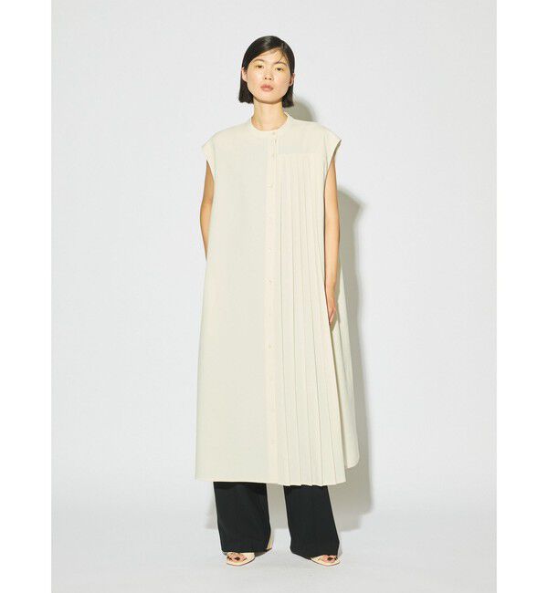 MIDIUMISOLID「MIDIUMISOLID for Ladies アシンメトリープリーツノースリーブワンピース」|ワンピース|