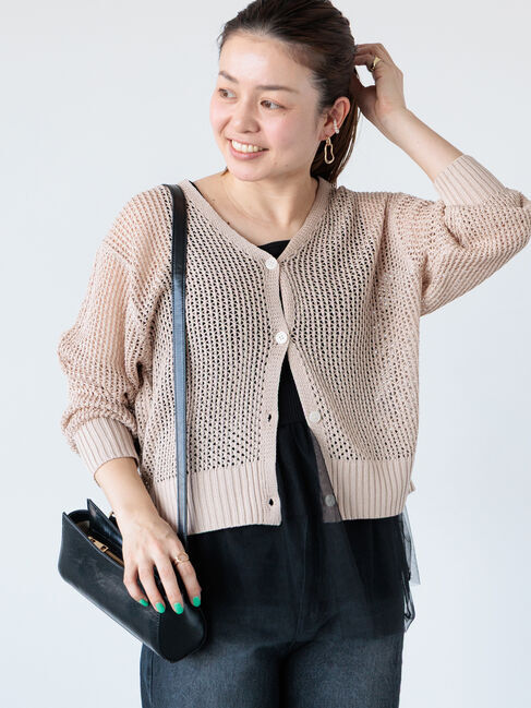 Lugnoncure「透かし編Vネックカーディガン」|カーディガン|