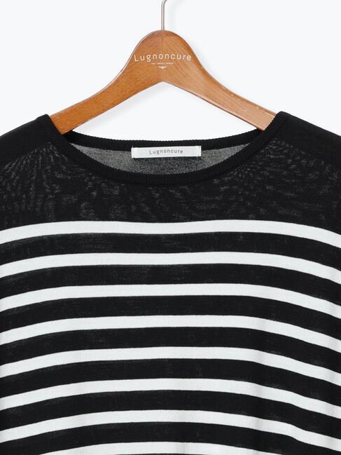 Lugnoncure「【接触冷感】無地/ボーダー7分袖ニット」|ニット・セーター|