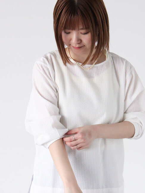 Lugnoncure「無地/柄アソートサッカーブラウス」|シャツ・ブラウス|オフホワイト