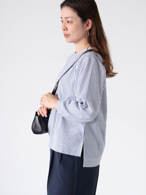 Lugnoncure「無地/柄アソートサッカーブラウス」|シャツ・ブラウス|ネイビー