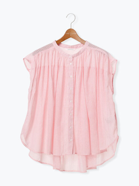 Lugnoncure「先染めストライプギャザーブラウス」|シャツ・ブラウス|