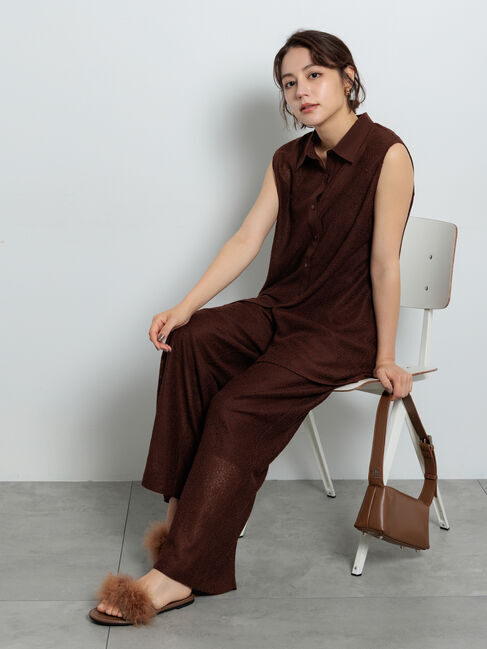 Te chichi「クレープメッシュストレートパンツ（セットアップ可）」|その他|ブラウン