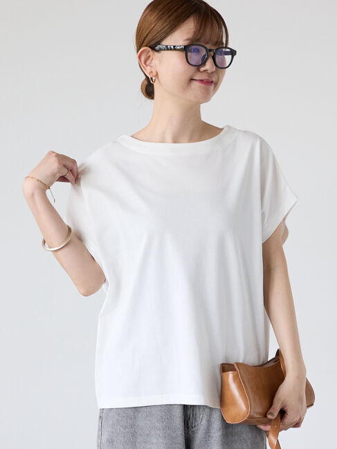 Lugnoncure「【接触冷感】ドルマンボートネックトップス」|Tシャツ・カットソー|オフホワイト