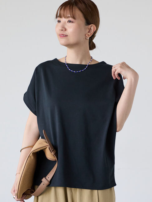 Lugnoncure「【接触冷感】ドルマンボートネックトップス」|Tシャツ・カットソー|チャコールグレー