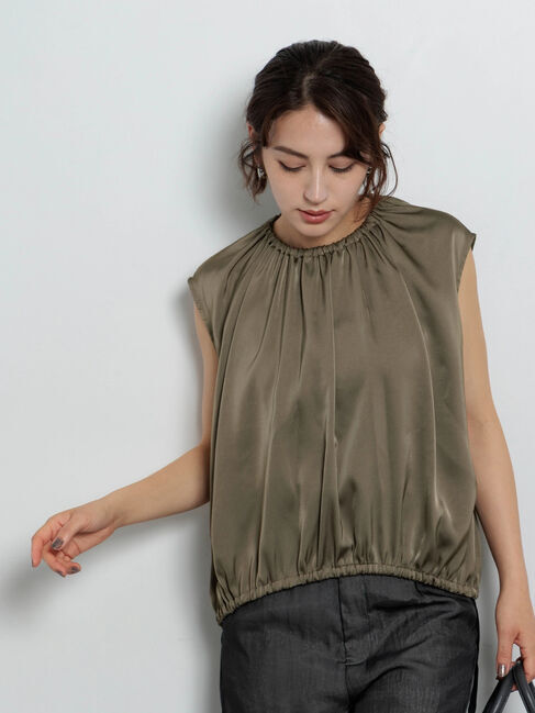 Te chichi「サテンサイドリボンブラウス」|シャツ・ブラウス|カーキ