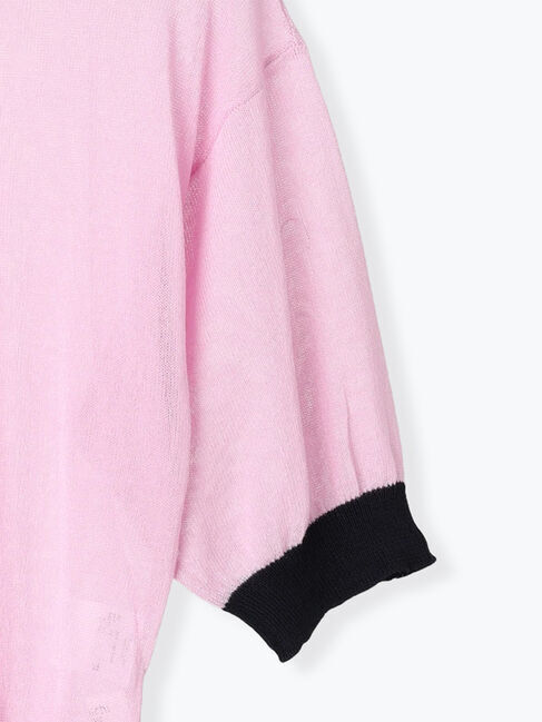 Te chichi TERRASSE「バイカラーシアー5分袖カーディガン」|カーディガン|