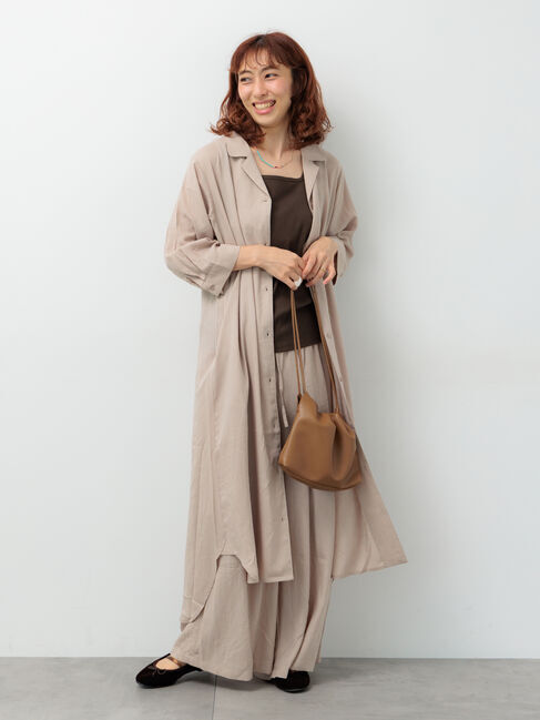 Lugnoncure「麻レーヨンシャツワンピース」|ワンピース|ベージュ