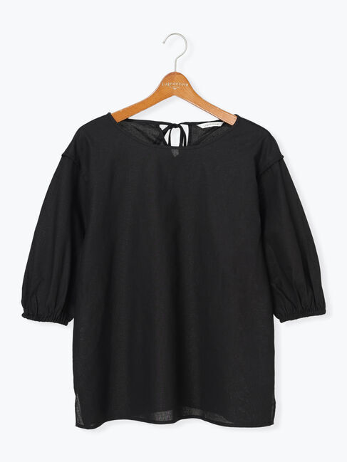 Lugnoncure「バックリボン綿麻7分袖ブラウス」|シャツ・ブラウス|