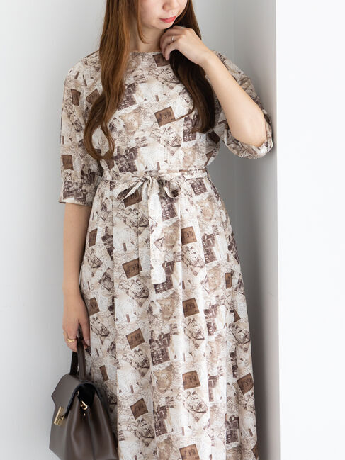 Te chichi「マップパターンプリントワンピース」|ワンピース|