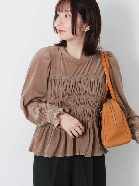 Te chichi TERRASSE「ベロアシャーリングトップス」|シャツ・ブラウス|
