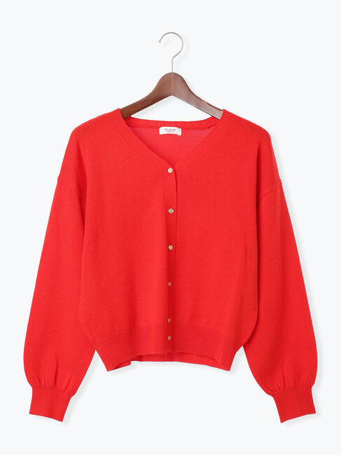 Te chichi TERRASSE「前後2WAY金釦Vネックカーディガン」|カーディガン|レッド