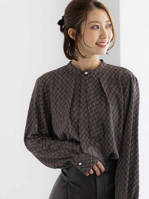 Te chichi「パターンアソートボウタイブラウス」|シャツ・ブラウス|チャコールグレー