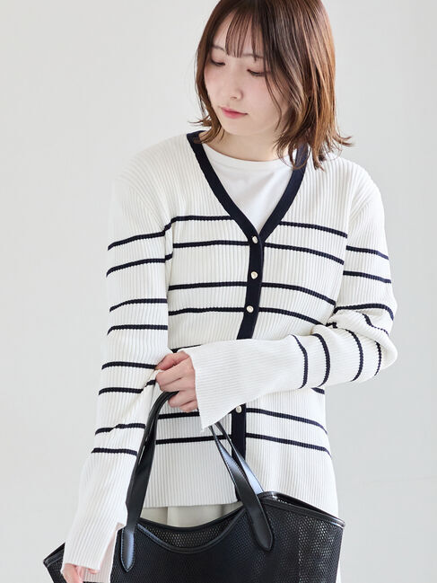 Te chichi「リブVネックカーディガン」|カーディガン|ホワイト