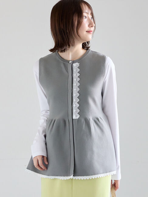 Te chichi「レースペプラムベスト」|ダウンベスト・ベスト|グレー