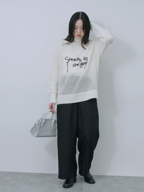 Samansa Mos2 blue「ロゴメッシュニットプルオーバー」|ニット・セーター|