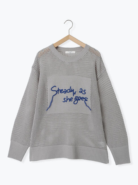 Samansa Mos2 blue「ロゴメッシュニットプルオーバー」|ニット・セーター|