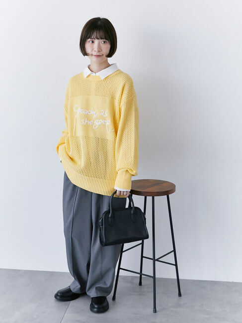 Samansa Mos2 blue「ロゴメッシュニットプルオーバー」|ニット・セーター|