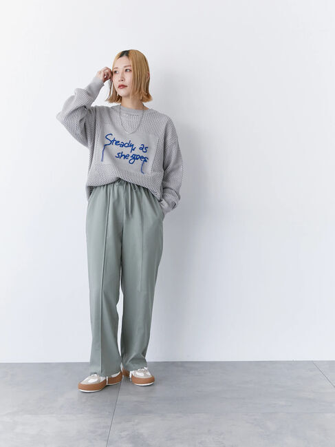 Samansa Mos2 blue「ロゴメッシュニットプルオーバー」|ニット・セーター|