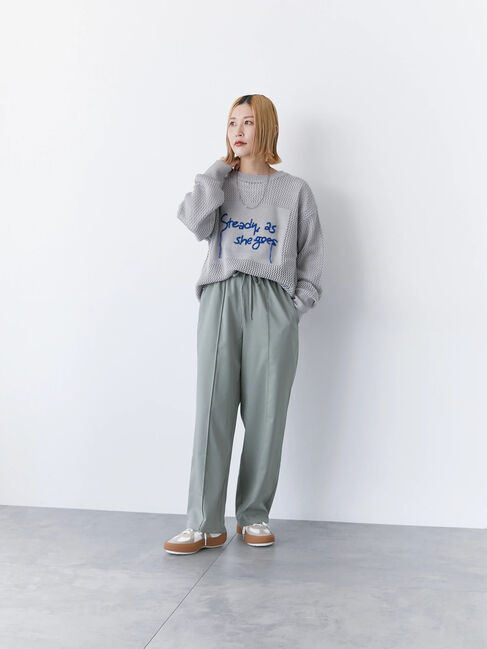 Samansa Mos2 blue「ロゴメッシュニットプルオーバー」|ニット・セーター|