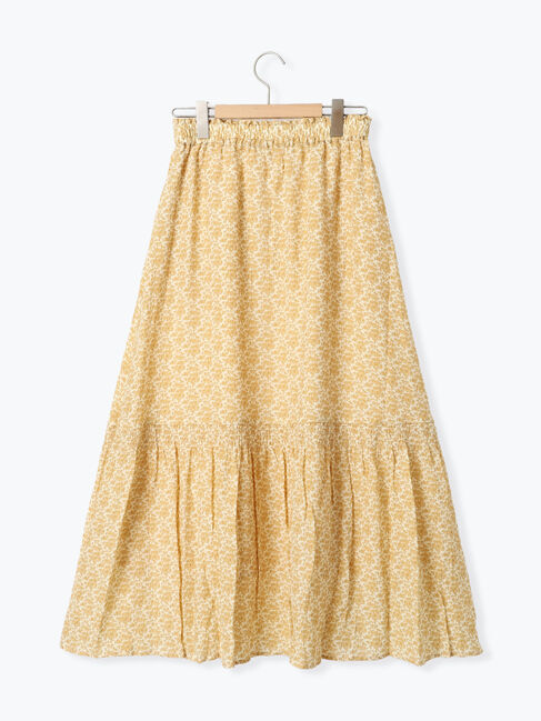 Samansa Mos2「花柄シャーリング切替スカート」|スカート|