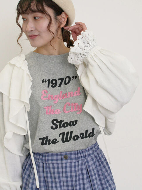 Samansa Mos2「ロゴ刺繍アソートロングTシャツ」|Tシャツ・カットソー|グレー