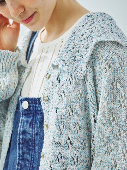 Samansa Mos2「テープヤーンラウンドカラーカーディガン」|カーディガン|