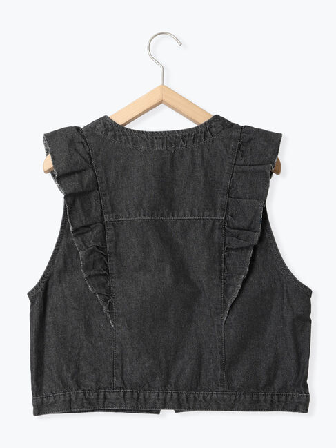 Samansa Mos2 blue「【ECO DENIM】ショルダーフリルベスト」|ダウンベスト・ベスト|
