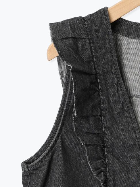 Samansa Mos2 blue「【ECO DENIM】ショルダーフリルベスト」|ダウンベスト・ベスト|