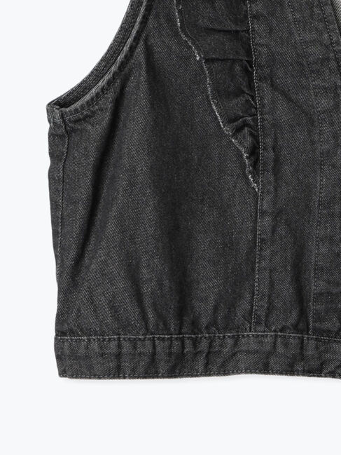Samansa Mos2 blue「【ECO DENIM】ショルダーフリルベスト」|ダウンベスト・ベスト|