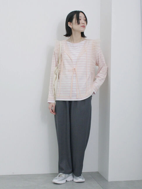 Samansa Mos2 blue「2wayラメチュールフリルプルオーバー」|Tシャツ・カットソー|