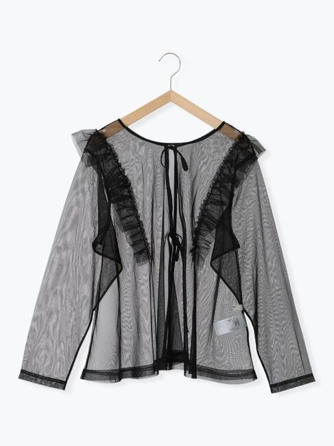 Samansa Mos2 blue「2wayラメチュールフリルプルオーバー」|Tシャツ・カットソー|