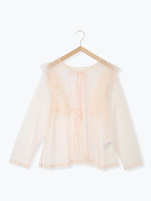 Samansa Mos2 blue「2wayラメチュールフリルプルオーバー」|Tシャツ・カットソー|