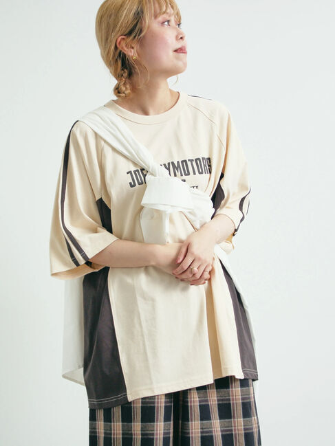 SM2「配色ラインロゴプリントオーバーTシャツ」|Tシャツ・カットソー|クリーム
