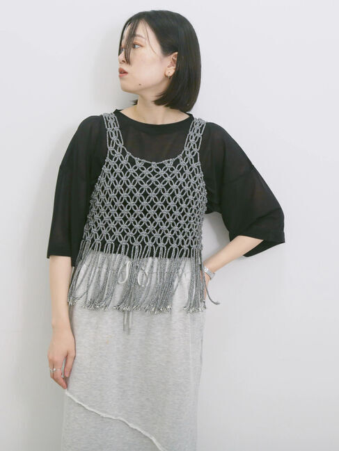 Samansa Mos2 blue「◎シアープルオーバー」|Tシャツ・カットソー|