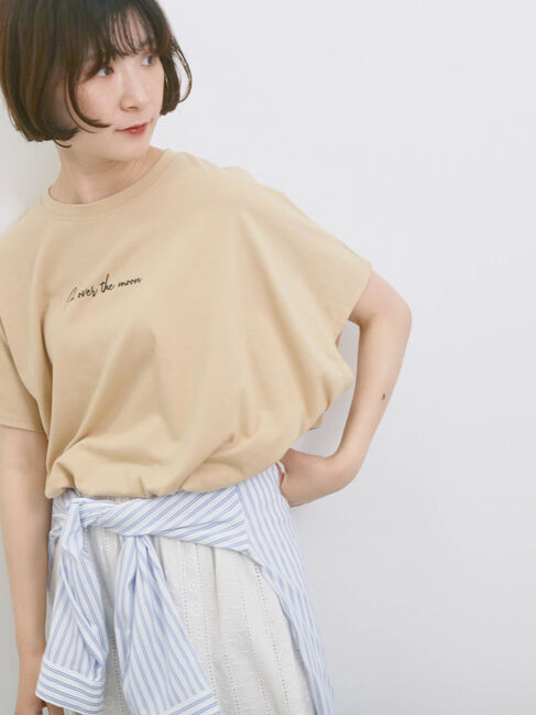 Samansa Mos2 blue「◎【接触冷感】ロゴプリントチュニック」|Tシャツ・カットソー|