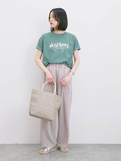 Samansa Mos2 blue「【接触冷感】ロゴプリントTシャツ」|Tシャツ・カットソー|