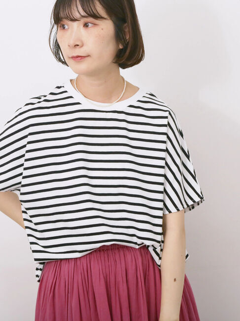 Samansa Mos2 blue「【USAコットン】アソートフレンチスリーブTシャツ」|Tシャツ・カットソー|