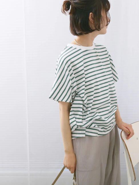 Samansa Mos2 blue「【USAコットン】アソートフレンチスリーブTシャツ」|Tシャツ・カットソー|