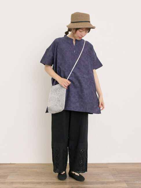 Samansa Mos2「レモン柄ジャカードチュニック」|シャツ・ブラウス|